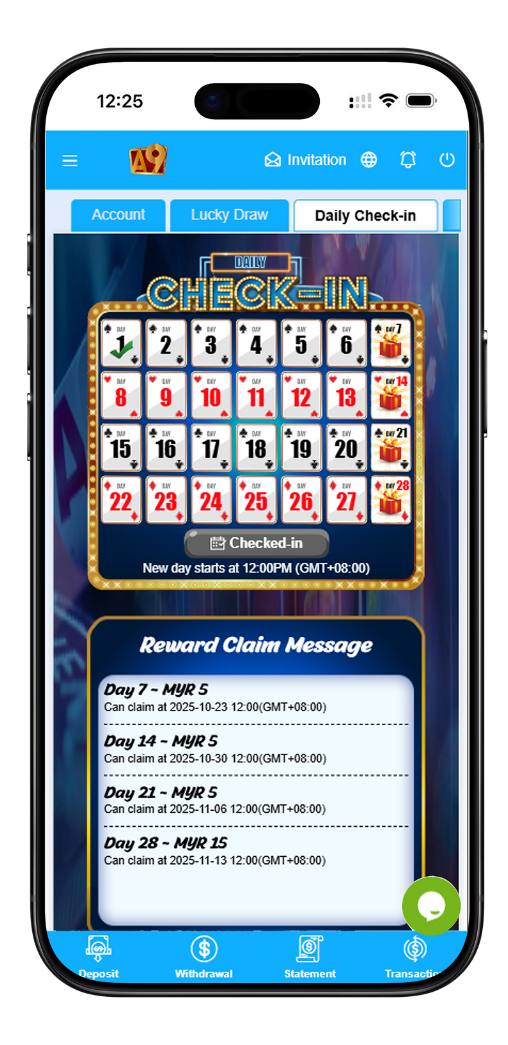 A9Play Daily Check-In Calendar